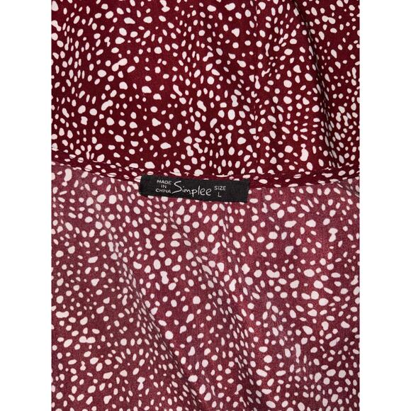 Simplee True Wrap Red Wine Dress Size Large - Picture 8 of 8